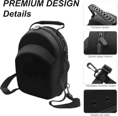 Hard Hat Travel Case for Baseball Caps 1 Piece Black With Blue - Hat Protector with Handle, Adjustable Shoulder Strap & Luggage Strap, Stores 6 Hats for Travel, Home, Gifts - Image 4