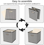 Yunkeeeper storage bins Cubes, Fabric Cube Organizer with Handle, Foldable Cube Bins for Cloth or Accessary Storage, 11x11x11, Set of 3,(Grey grid) - Image 6