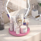 Oroyutor 12-Inch Oak Lazy Susan Vanity Tray, Pink Finish - Image 3