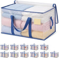 Heavy Duty Moving Bags Extra Large, Premium Storage Bags with Durable Zippers, Reinforced Handles, Moving Supplies for Clothes, Bedding, College Dorm Essentials, 12 Pack Clear Blue by Unknown