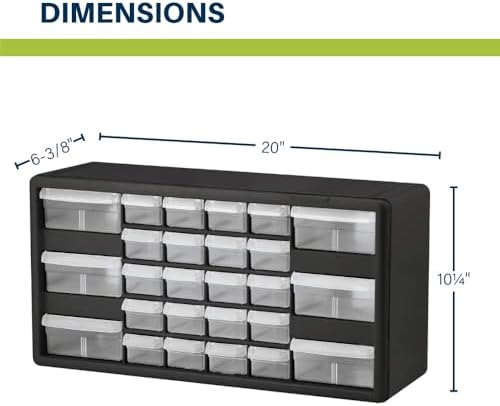 Akro-Mils 26-Drawer Plastic Drawer Storage Cabinet for Garage Organization, Bead Organizer, Building Bricks Storage, Teacher Toolbox, Makeup Organizer, 20-Inch W x 6-Inch D x 10-Inch H, 10124 White - Image 2