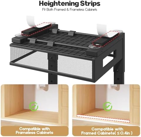 2 Packs 17IN Depth Under Sink Organizer, 2-Tier Pull Out Cabinet Organizer With Smooth Circular Rail, Large Capacity Metal Mesh Sliding Drawers For Bathroom& Kitchen Storage,Height Adjustable –Black - Image 4