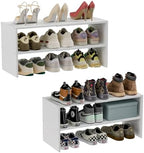 2 Pack Expandable Shoe Rack Organizer for Closet, White Shoe Storage Shelf by Cidaziya
