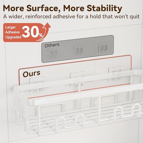 YASONIC Shower Caddy Adhesive, Rustproof Shower Organizer, Wall Shower Rack - Image 6