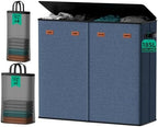 185L Laundry Hamper 4 Section with Lid & Removable Bags by MECINFUL