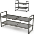 SNTD Expandable Metal Shoe Rack for Closet, Entryway & Garage, 2-Tier, Grey | Adjustable Height for Boots, Stackable Design, Dense Mesh Shelves for Heels, Fits Small Spaces, Apartments and Rentals by SNTD