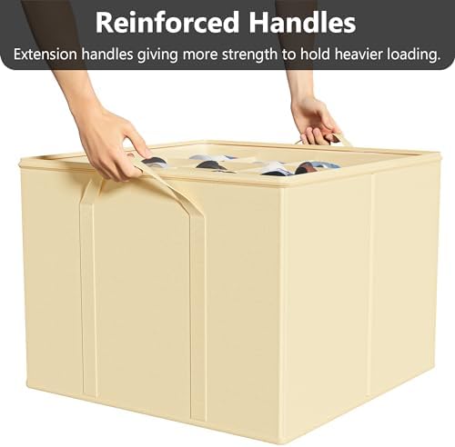 SUOCO 2 Pack Shoe Organizer for Closet, Fits up to 32 Pairs, Small Space Shoe Storage Boxes Bins Containers w/Adjustable Dividers and Clear Top, Black, Beige - Image 5