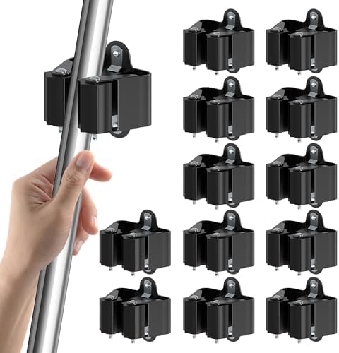 3-H Broom Holder Wall Mount 12 Pack, Stainless Steel Mop Hanger with Screws by 3-H
