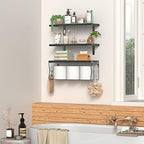 Floating Bathroom Shelves Wall Mounted - Wooden Shelf Set of 3 for Over Toilet Storage & Modern Bathroom Decor - Perfect Wall Shelving Organizer for Apartments RVs Powder Rooms Restroom - Black - Image 4