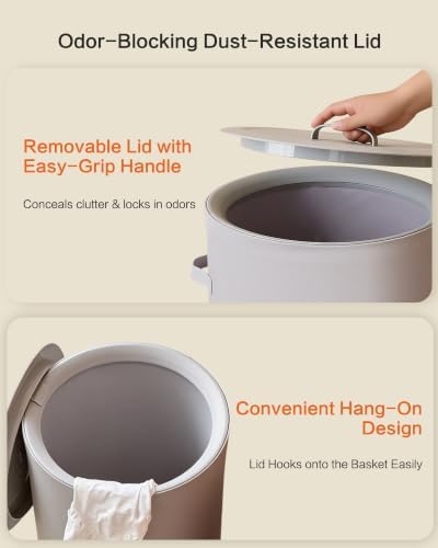 126L Laundry Basket with Lid, Laundry Hamper, Laundry Room, Gray - Image 5