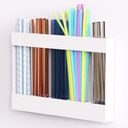 Acrylic Straw Holder & Organizer - Compact, Adhesive Tape Included for Easy Installation - Perfect for Countertops, Cabinets, or Kitchen Storage (White-5 Compartments) by ENESNES