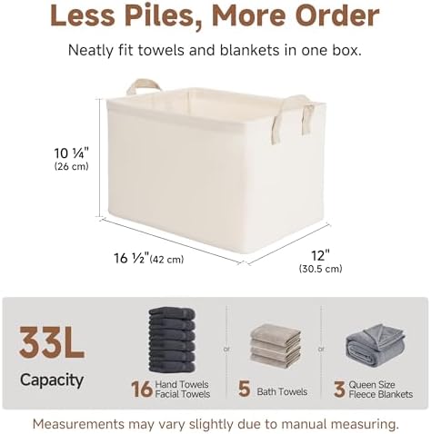 StorageWorks Fabric Storage Bins, Storage Basket for Shelves, Beige, 2-Pack - Image 2