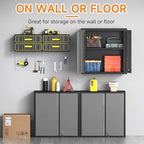 Metal Garage Wall Cabinet with 2 Doors and 1 Adjustable Shelf,Lockable Floating Tool Cabinet with Pegboard,Steel Storage Cabinet for Kitchen,Office,Garage,Laundry,Warehouse(Black&Gray, 26"H) - Image 5