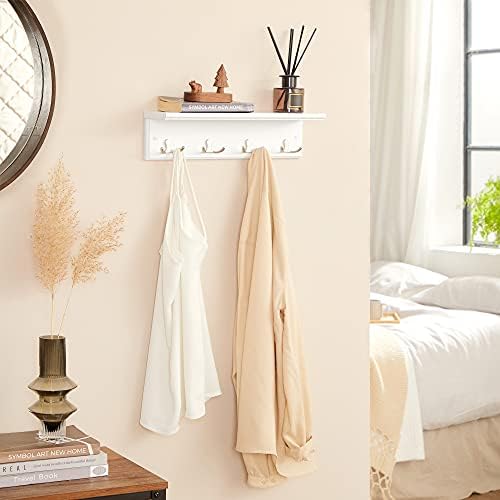 SONGMICS Wall-Mounted Coat Rack with Shelf, 4 Dual Metal Hooks - Image 5