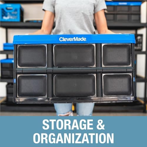 CleverMade Collapsible Storage Bins, 46L 3 Pack, 75 lb Stackable, Ocean - Image 7