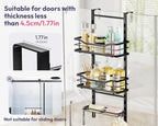 SWTYMIKI Over the Door Shower Caddy - 3 Tier Adjustable Shower Organizer Hanging with Soap Holder, No Drilling Stainless Steel Bathroom Rack Hanging for Body Wash, Shampoo, Soap, Razor, Black - Image 7