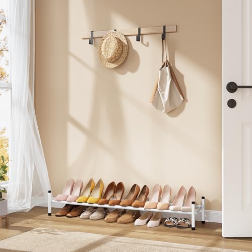 Tajsoon Expandable Shoe Rack for Closet 1 Tier, 28“-41“Stackable, White - Image 2