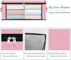 HomeHacks 3-Pack Clothes Organizer Storage Bags, 35L Storage Bins, Pink | Foldable Storage Box Container with Zippers, Clear Window, Reinforced Handles for Closet, Dorm, Pillows, Bedding, Sweater - Image 4