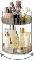 Asayuee 360 Rotating Makeup Organizer,2 Tier Large Capacity Make Up Organizers and Storage,Skincare Perfume Vanity Organizers,Bathroom Cosmetics Storage Organizer Countertop(Grey) by Asayuee