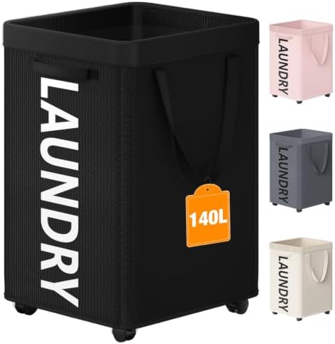Optish 140L Extra Large Laundry Basket with Wheels and Removable Bag by Optish