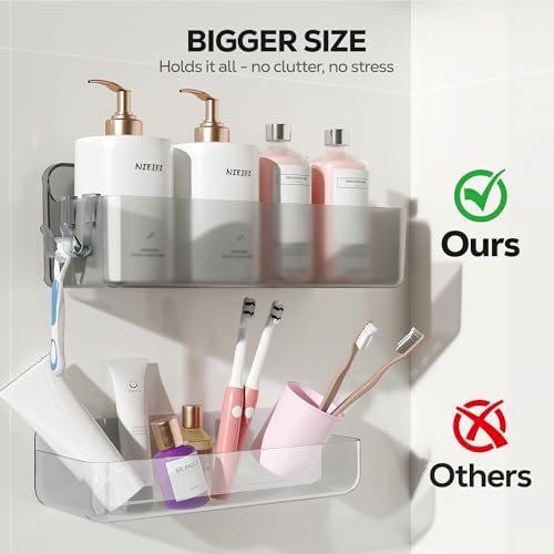 Nieifi Adhesive Shower Shelves, Gray, 5 Pieces - Image 4