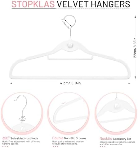 Velvet Stackable Hangers 30 Pack, Clothes Hanger Non Slip Felt with Hook - Image 3