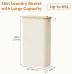 Lifewit 65L Slim Laundry Hamper with Lid and Removable Bag, White - Image 3