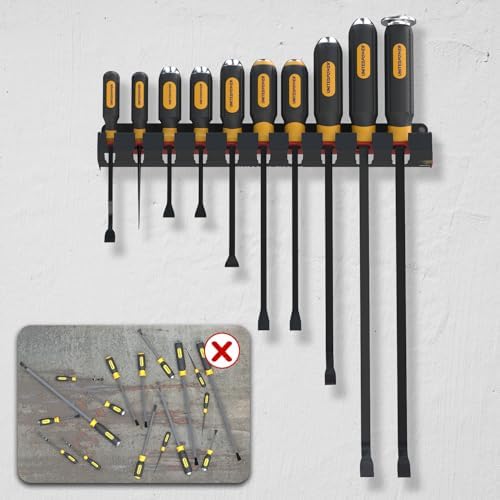 UNITEDPOWER Pry Bar Holder, Lockable Wall Mount Storage Rack Organizer for Workshop, Shed, Garage, Home, Stores up to 10 13 Tools or Extensions - Image 5