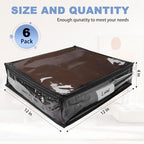 Clear Zippered Plastic Clothes Storage Bags, 6 Pack, Black | Clear Storage Bags with Zipper Plastic Storage Bags for Clothes Sweaters Blankets Sheets, Size: 12 x 12 x 4 Inch - Image 2