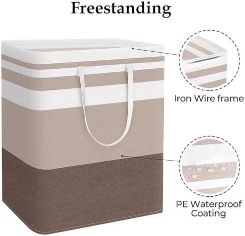 StorageRight Laundry Basket Hamper, 125L Collapsible Clothes Storage, Khaki - Image 3