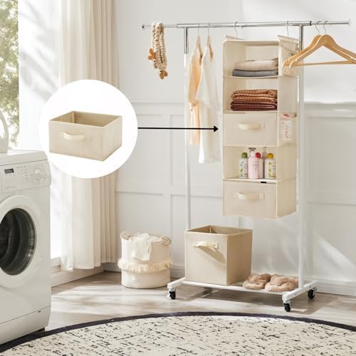 MAX Houser 2 Drawer Hanging Closet Storage Organizer,Beige | For Socks, Underwear & Sweaters, Space Saving Vertical Storage for Bedroom Wardrobe, Sturdy Breathable Fabric Construction - Image 3