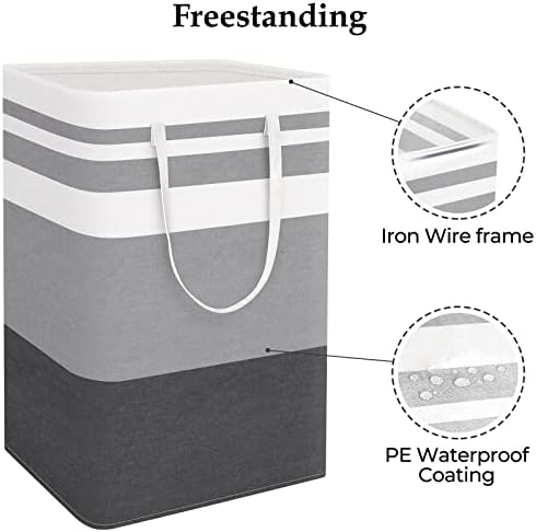 StorageRight Large Collapsible Laundry Basket Hamper with Easy Carry Handles，Freestanding Clothes Hampers for Laundry, Bedroom, Dorm, Towels, Toys, 75L, Gradient Grey (Pack of 2) - Image 3