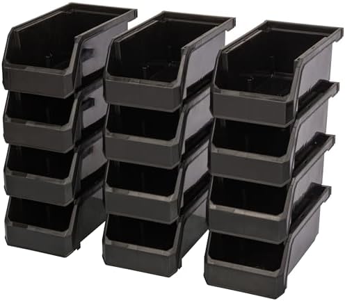 ReadySpace Small Stackable Plastic Storage Bins, 12-Pack, Black - Image 7