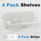 Adhesive Bathroom Shelves, 4 Pack Acryilc No Drill Stick on Shelf - Image 4