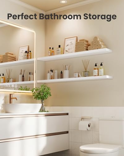 Amada 35.4" Floating Shelves for Wall Decor & Storage, Set of 3, White - Image 5