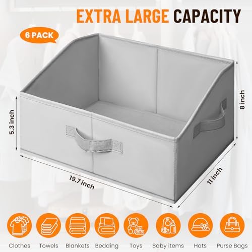 Extra Large Closet Organizers Bins 6 Pack - Blanket Basket for Organizing/Home Clothes Storage Bins for Jeans/Toy Organizers for Nursery/Wardrobe Shelf Closet Organization for Purse Hats Towel - Image 2