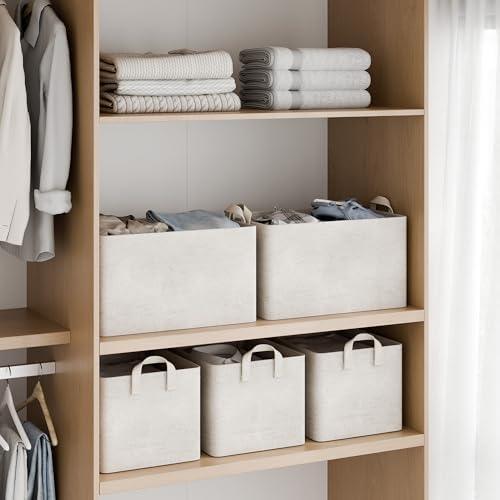 StorageWorks Linen Closet Organizers, Fabric Storage Bin, Beige, 2-Pack - Image 2