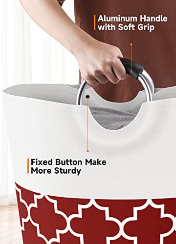 Fabspace Large Laundry Basket Laundry Hamper Bag Washing Bin Clothes Bag Collapsible Tall with Handles Waterproof Travel Bathroom College Essentials Storage for College Dorm, Family, 115L (Red) - Image 4
