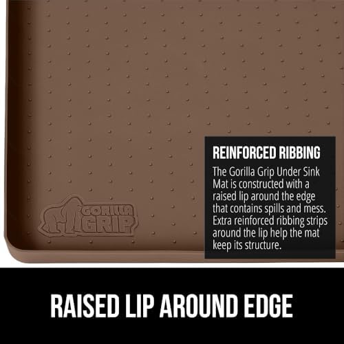 GORILLA GRIP Waterproof Silicone Under Sink Mat, Stay in Place 15x22 Coffee - Image 5