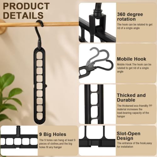 50 Pcs Space Saving Hangers for Clothes,Black - Image 3