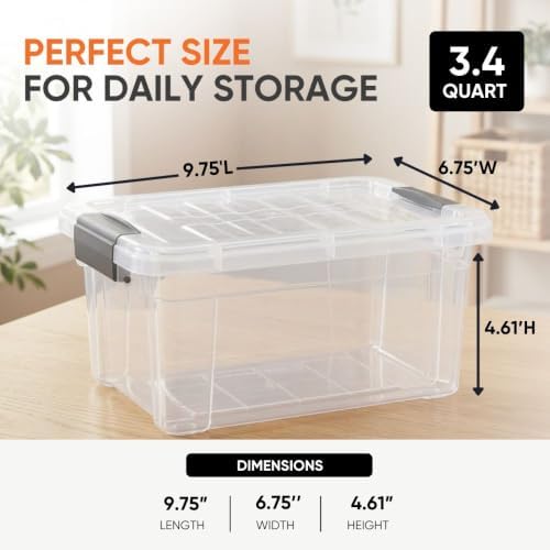Superio 3.4 Quart Clear Plastic Storage Boxes with Lids, Stackable Organizer Containers, BPA-Free Storage Bins for Home, Office, School & Dorm, 36 Pack - Image 3