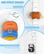 2 Pack Hat Organizer for Baseball Caps, Strong Adhesive Hat Rack for Wall, Multilayer Hat Storage Display Holder for Door Closet, Cap Organizer Storage Wall Mounted Hat Hooks Hold up to 18 Hat (White) - Image 2