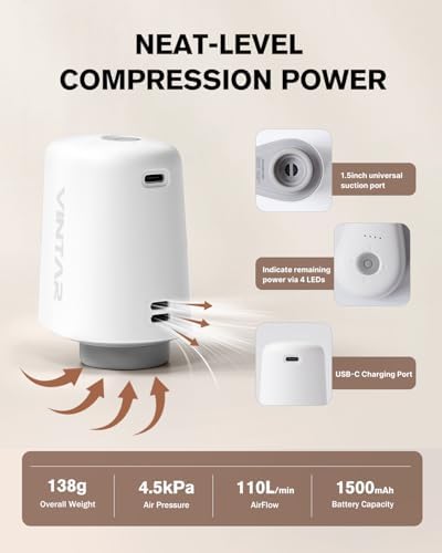 VINTAR Mini Cordless Electric Travel Vacuum Pump for Vacuum Storage Bags - Image 6