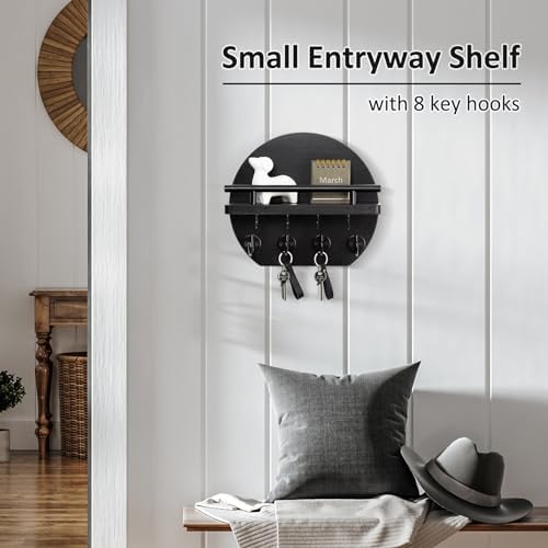 Nekon Key Holder for Wall, 9.8 Inch Round Wall Decor, Black - Image 5