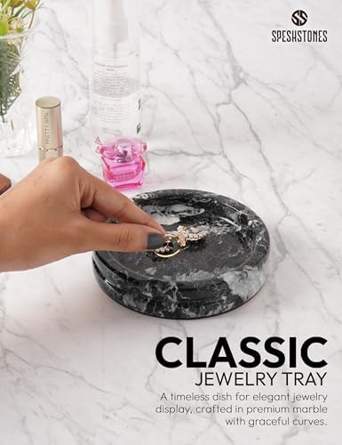 Marble Jewelry Dish, 5" Handmade Black Ring Tray - Image 4
