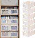 Linen Closet Organizers And Storage, 6 Pack Closet Storage Bins Linen Closet Baskets for Closet Organization Foldable Closet Organizer Bins with Clear Window For Organizing Clothing, Jeans, Shelves by Pradnel