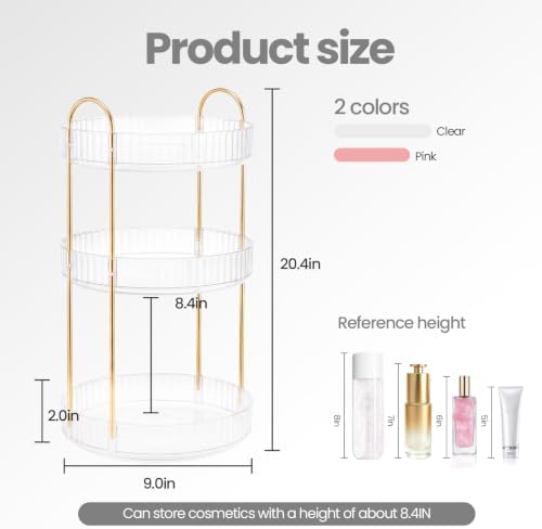 Rotating Makeup Organizer Countertop, Bathroom Lazy Susan Tray Stand - Image 2