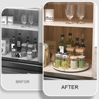 Oroyutor 13-Inch White and Gold Wooden Lazy Susan Spice Organizer - Image 2