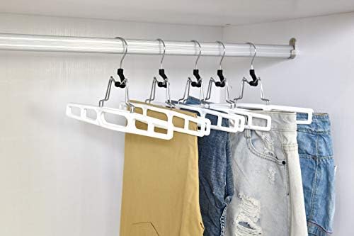 Premium Skirt Hangers 2-Pack - Thin Space-Saving Skirt Hanger Set with Clamp, Pant Hanger 2-Piece Set, Shorts Hangers with Heavy-Duty Locking Clasp, Multipurpose Quality Jean Hangers Set (White, 2) - Image 2
