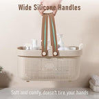 Portable Shower Caddy Basket with Handles Plastic Storage Basket Beige - Image 6